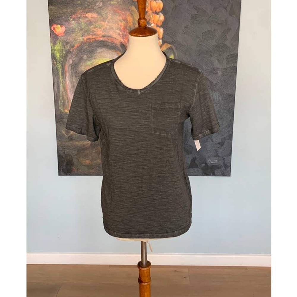 NWOT Joe's Jeans Junior Gray Burn out Tee size L (14-16) V-Neck